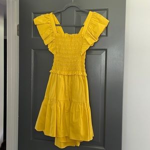 Sea New York yellow open-back mini dress; size S